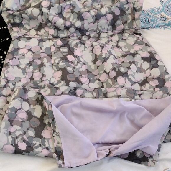 Y2K LOFT Ann Taylor Grey Lilac Spotted Sheath Mini Dress Plussize 14 - Picture 12 of 14
